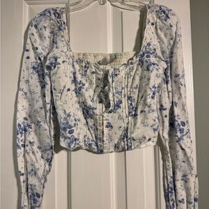 Joie Blue and White Floral Blouse